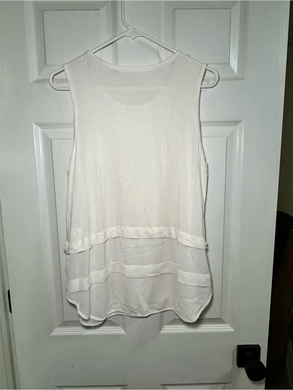 Michael Kors White Tiered Chiffon Hem Sleeveless Top Size L